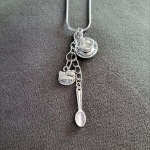 Sanrio Hello Kitty Teacup Charm Necklace with Detachable Spoon Charm